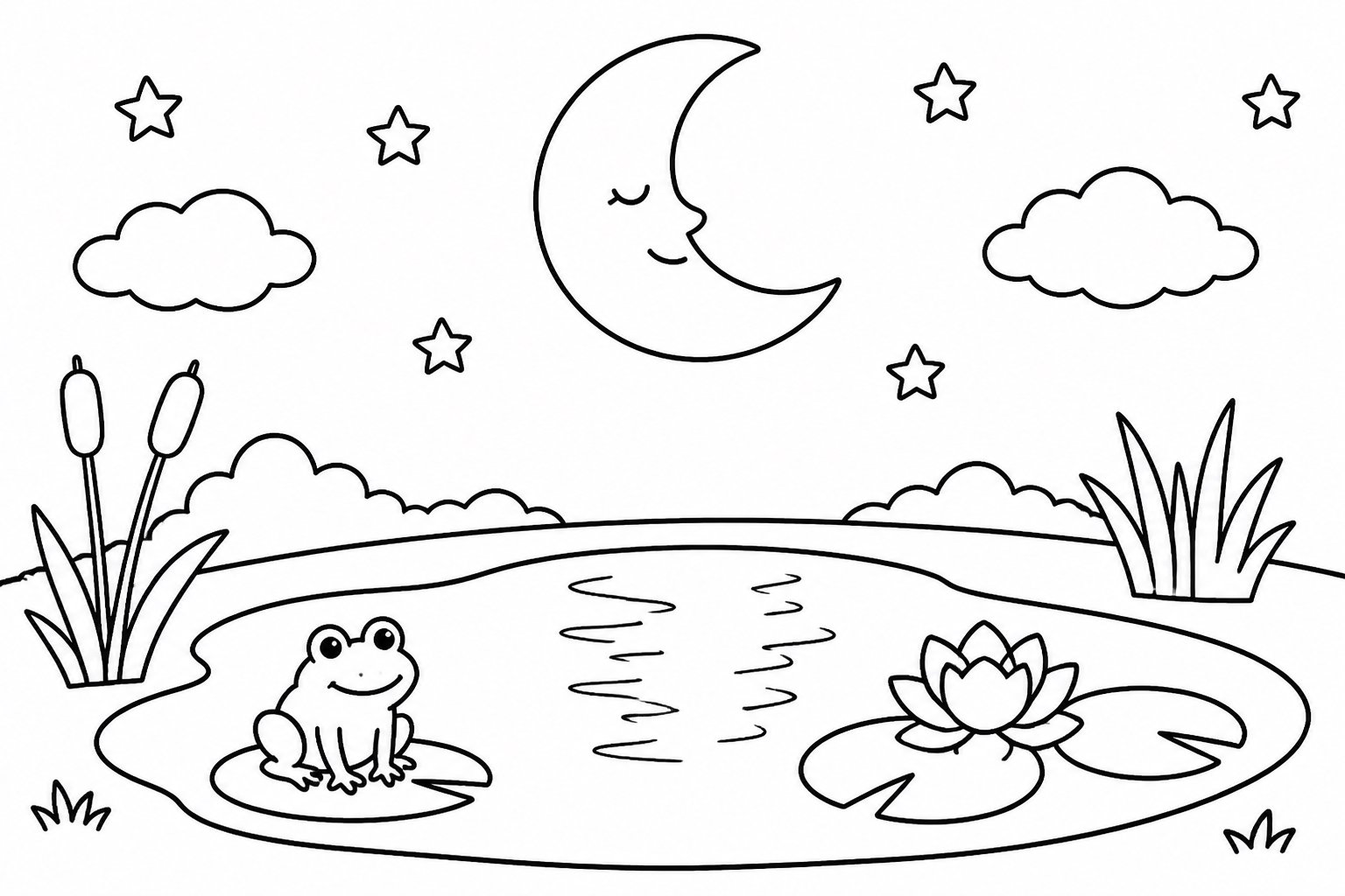 Clair de lune sur un étang