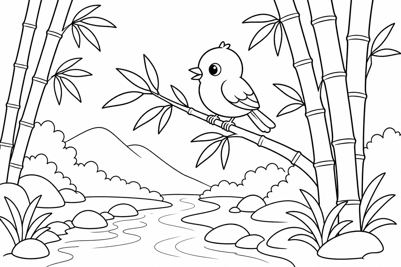طائر صغير على غصن خيزران