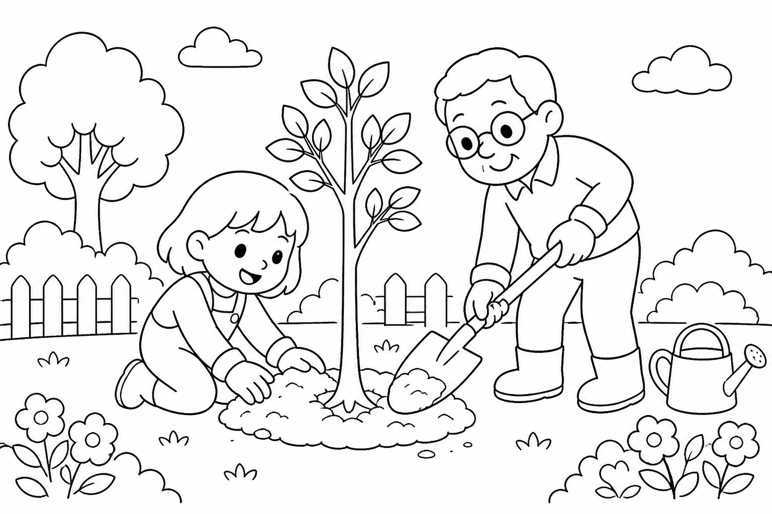 邻居一起种树