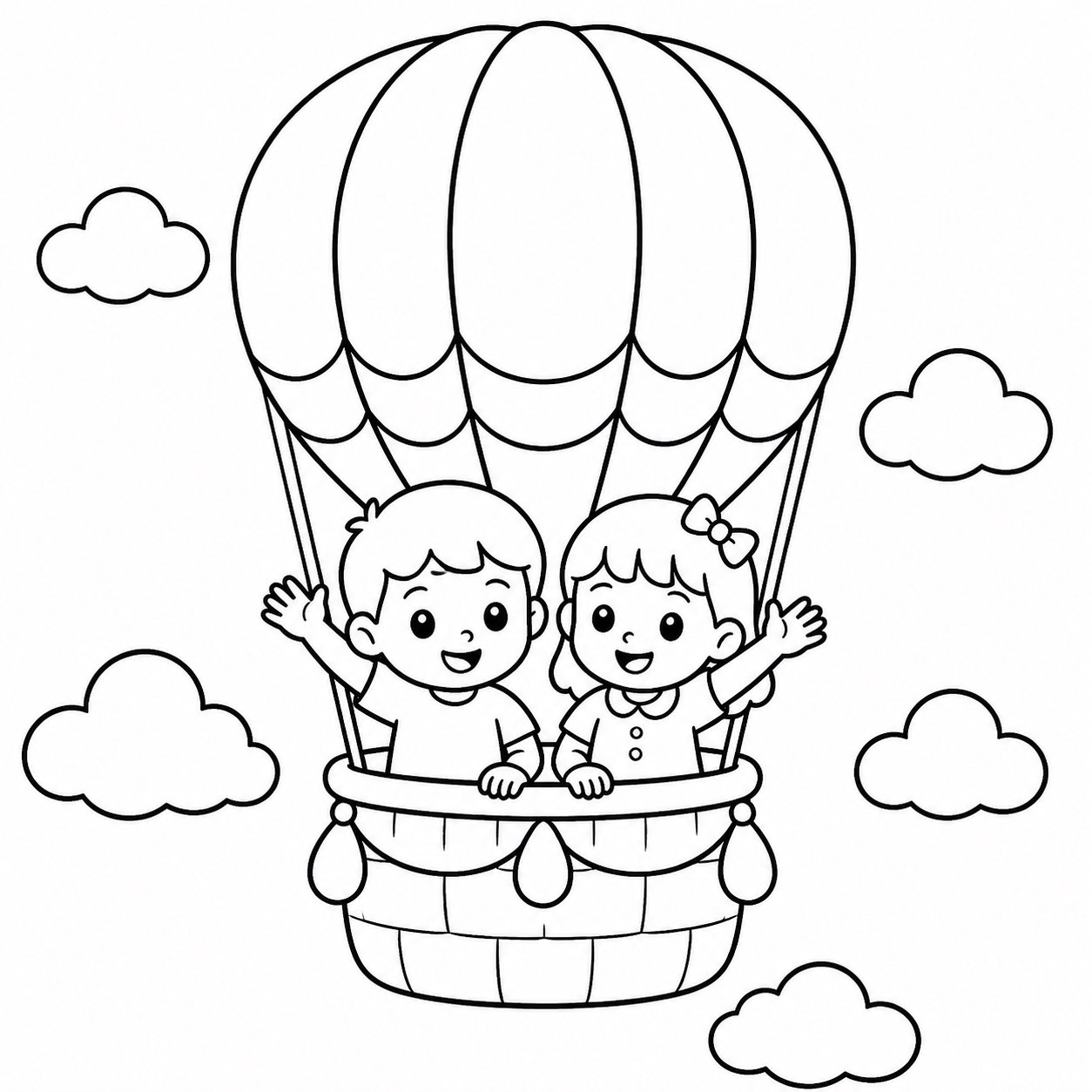 小朋友乘热气球