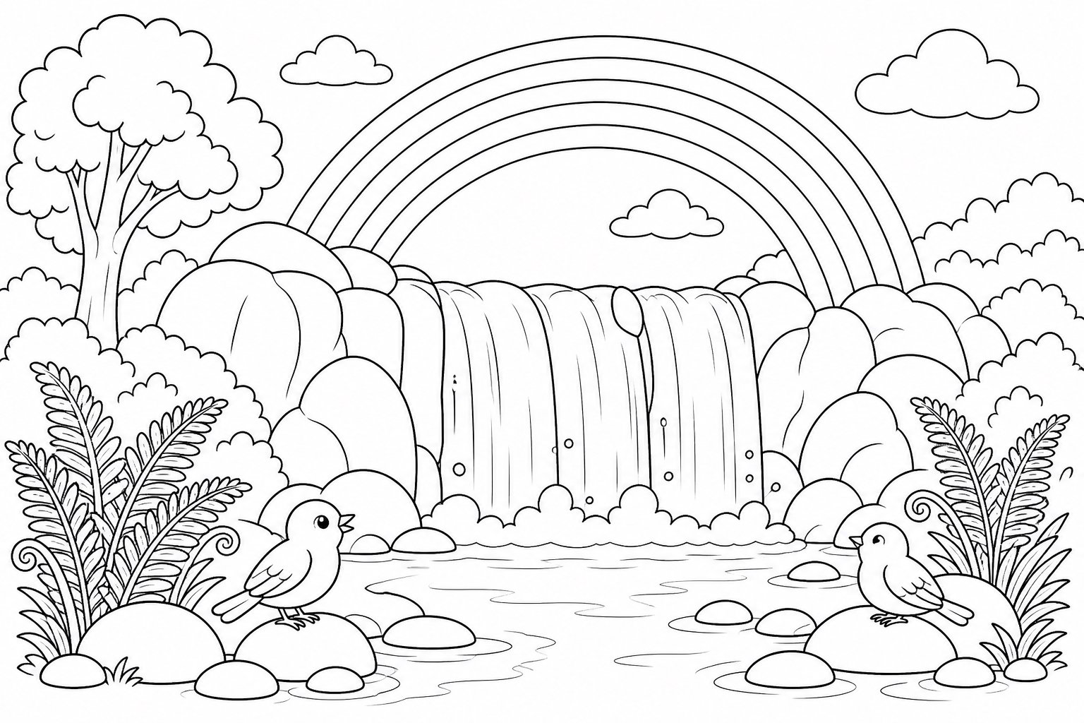 滝のそばの虹