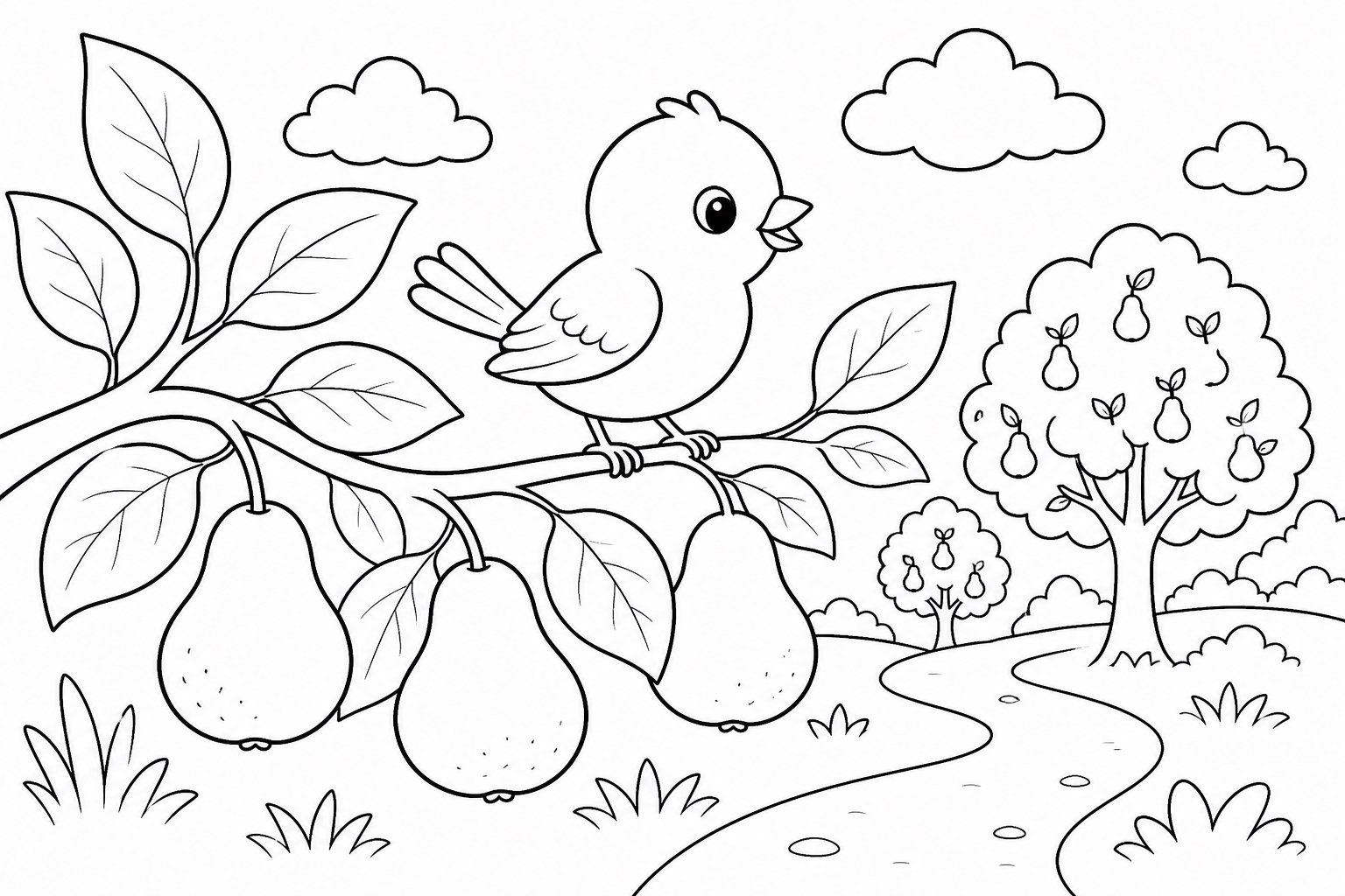 Petit oiseau sur une branche de poirier