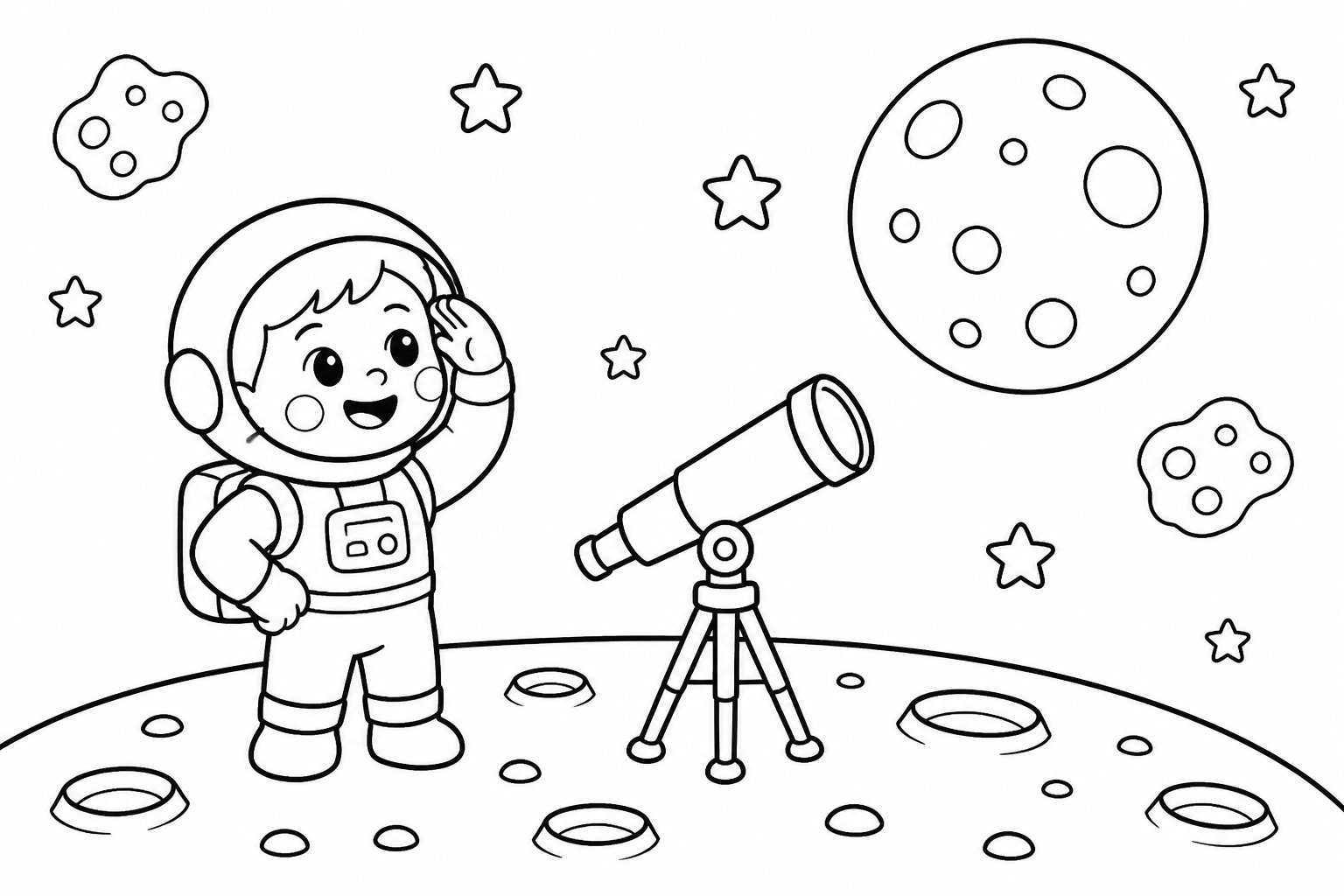 Petit astronaute regardant la lune