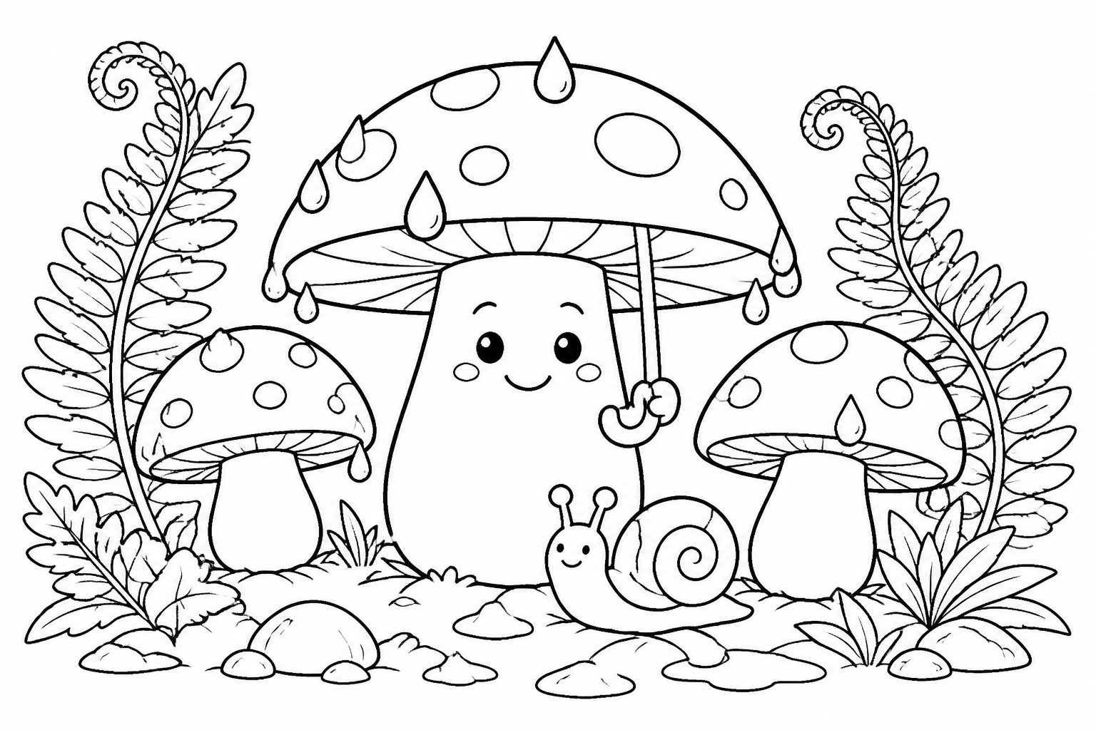 Champignon ouvrant son petit parapluie après la pluie