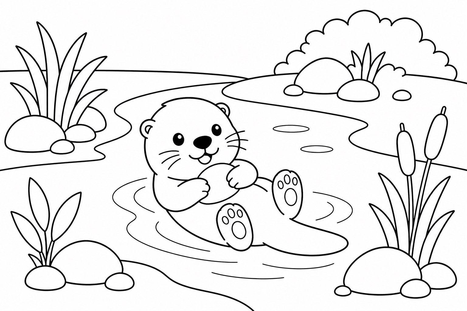 川の入り江の子カワウソ