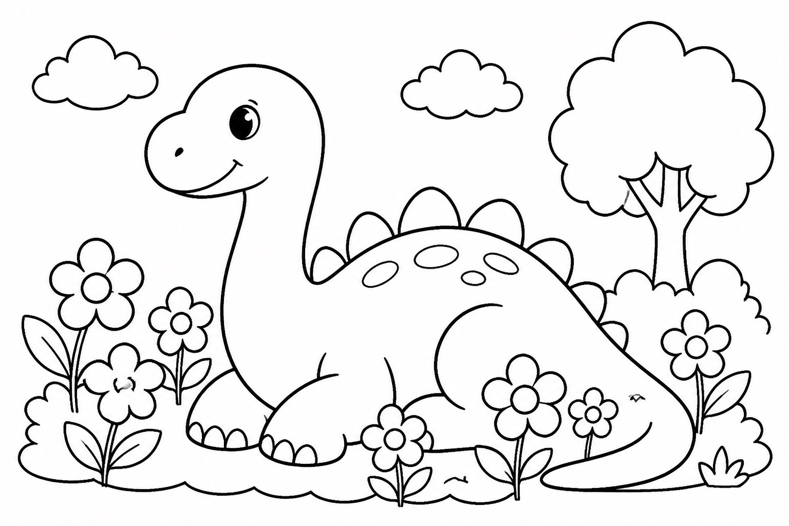 Dinosaurio descansando entre flores