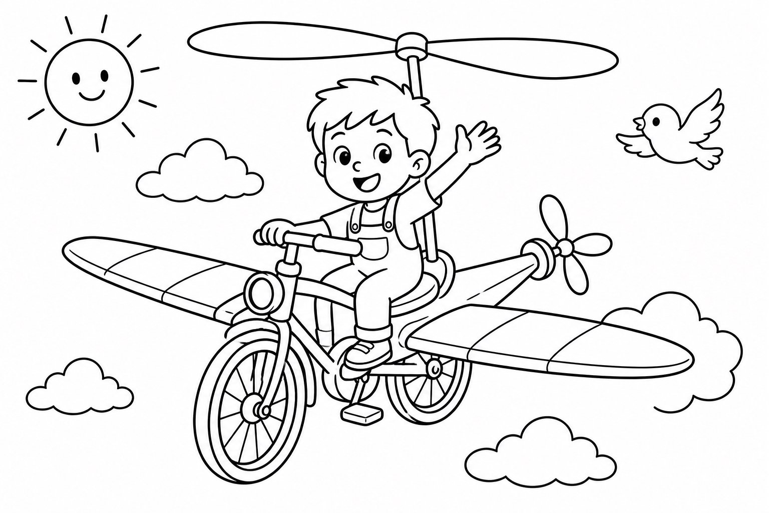 Los niños inventan una bicicleta voladora