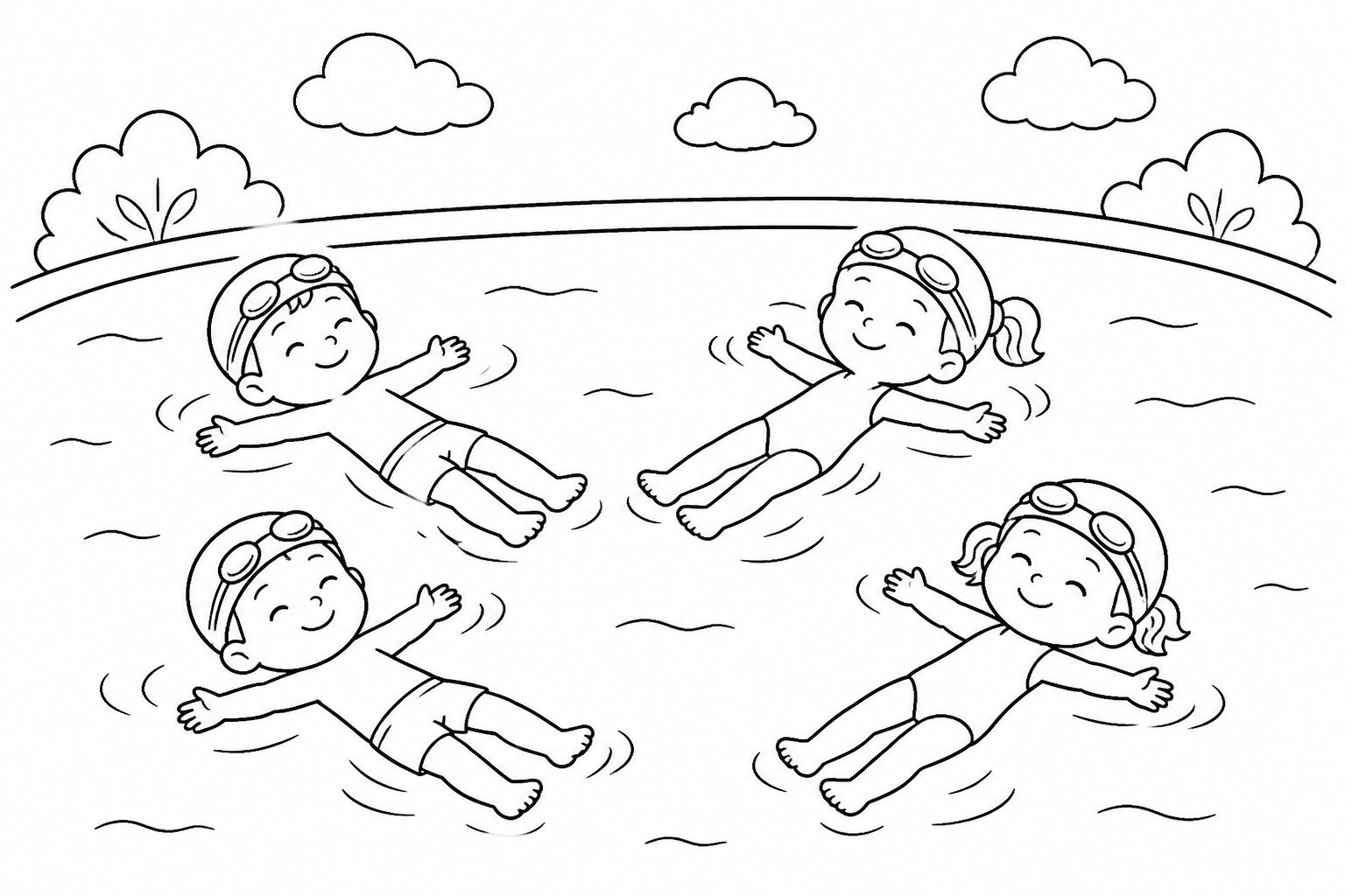 Equipo de natación practicando la flotación