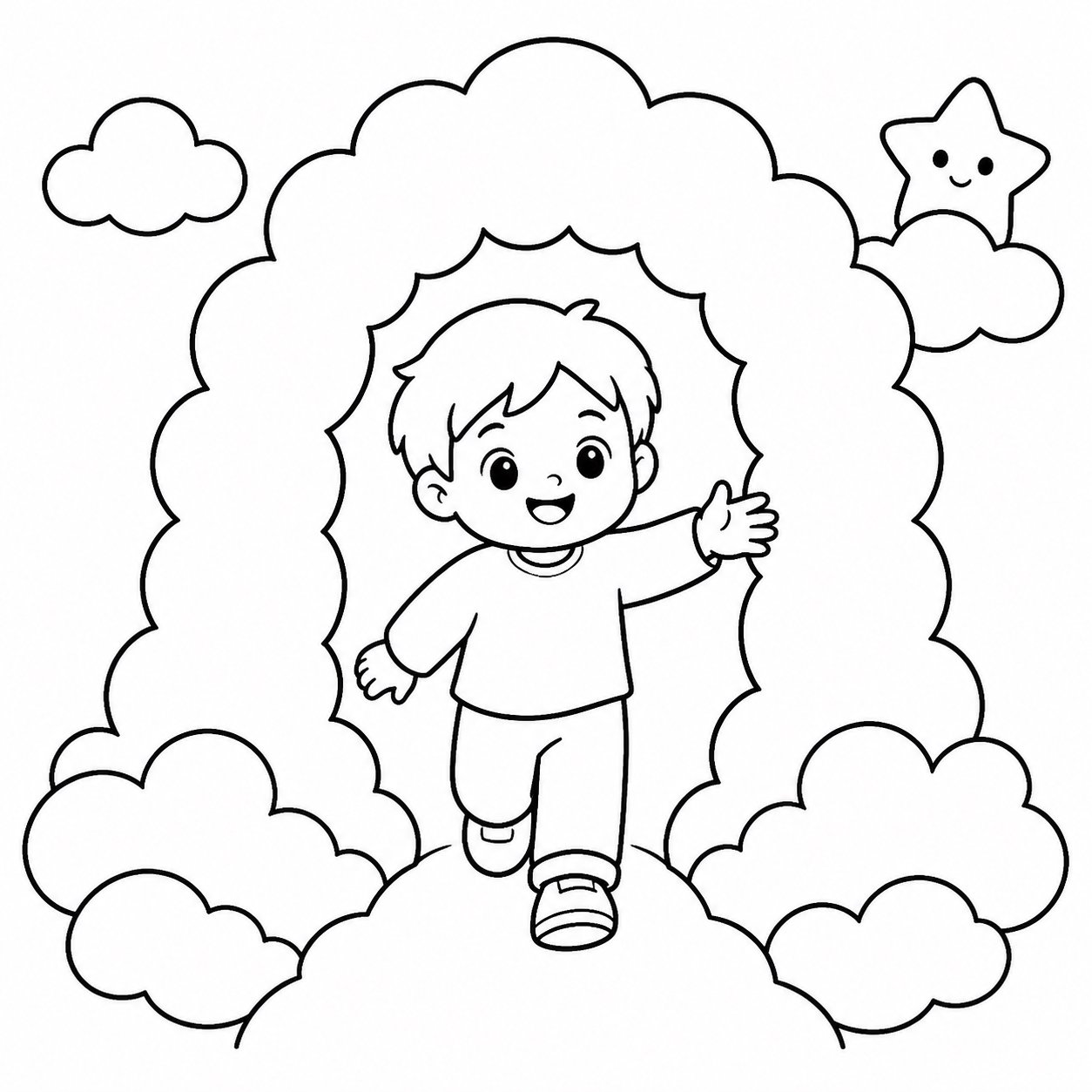 小朋友穿过云门