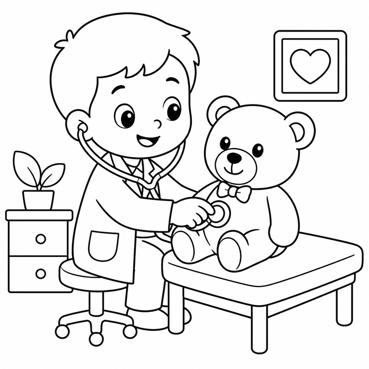 医生检查小熊