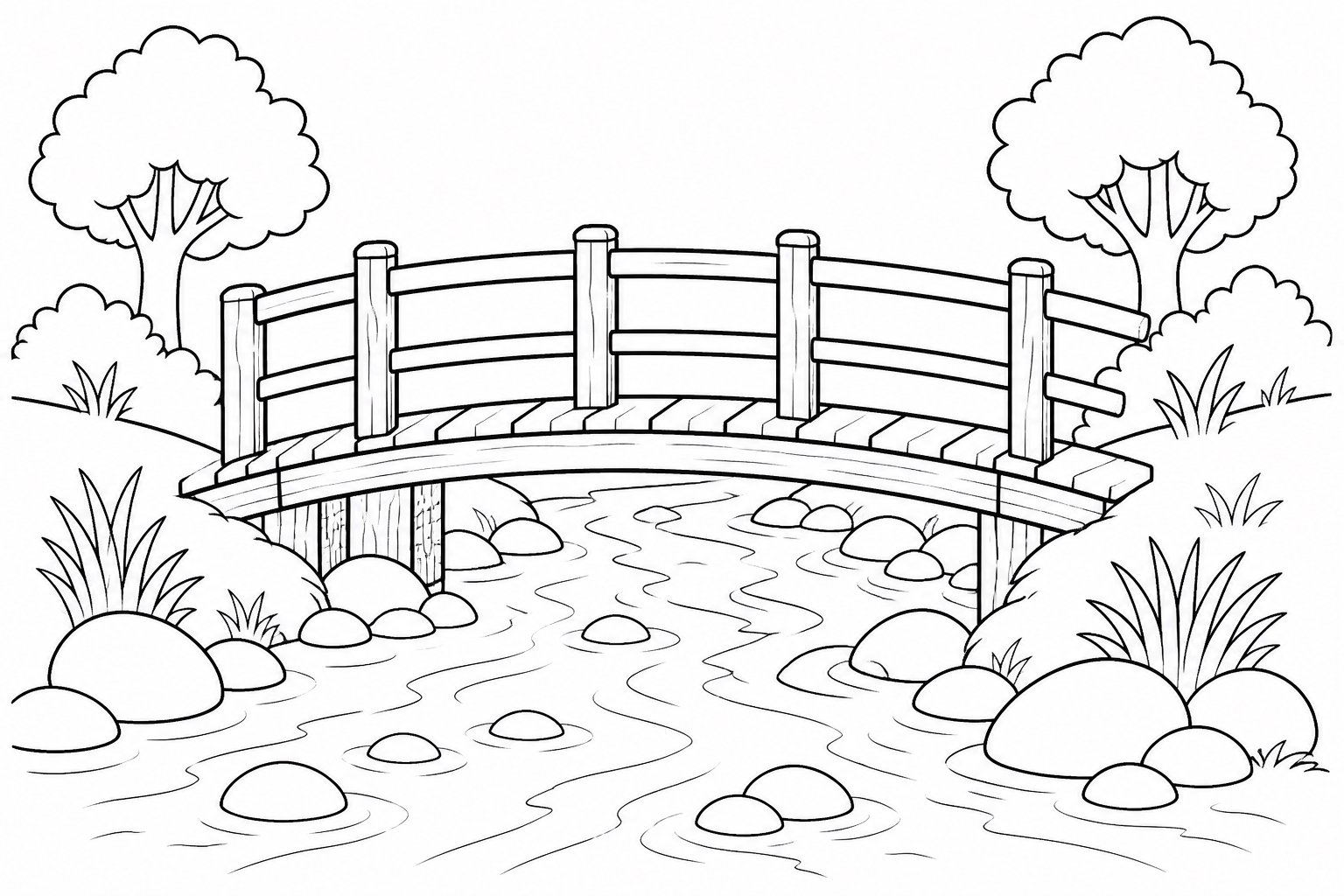 木橋の下を流れる水