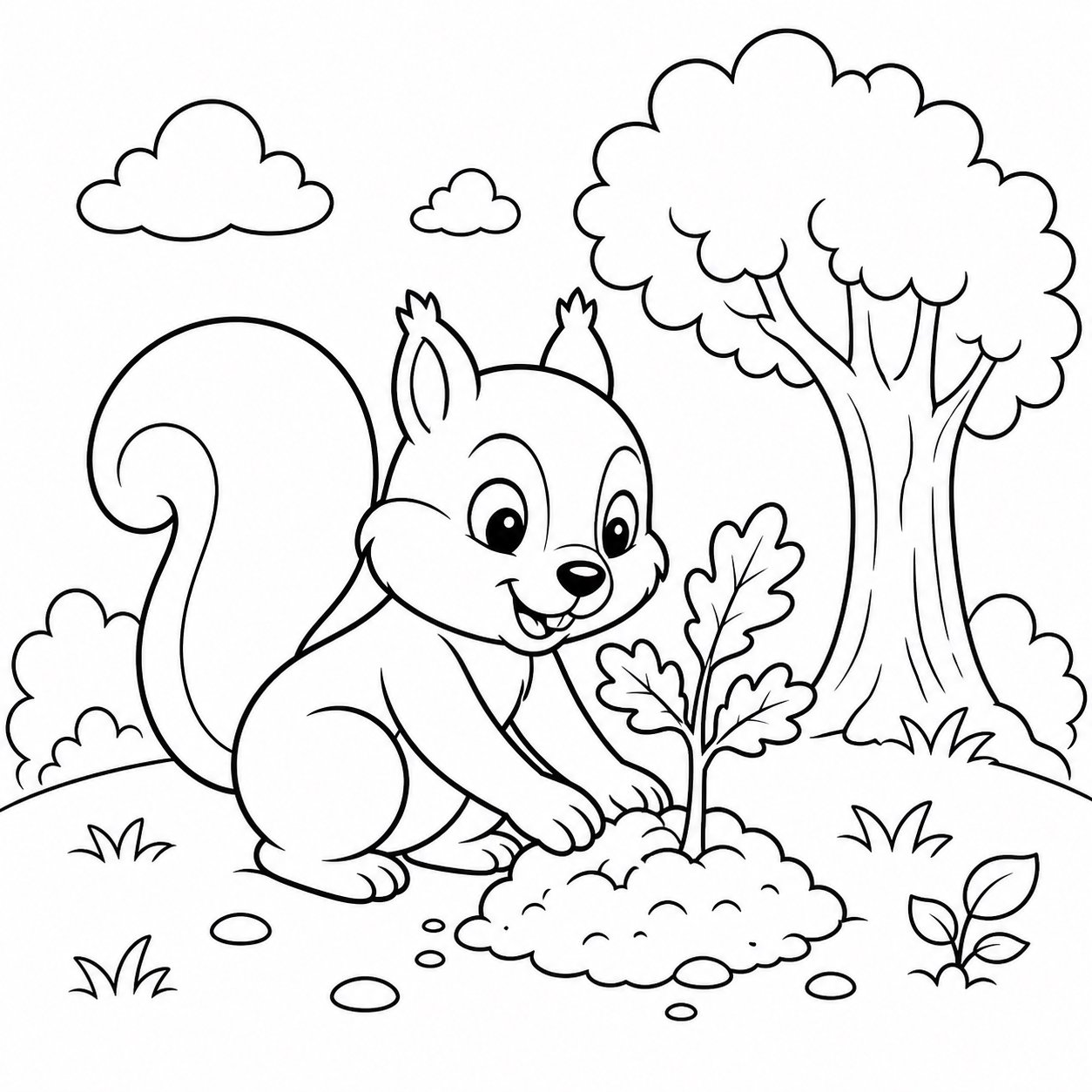 Ardilla plantando un roble