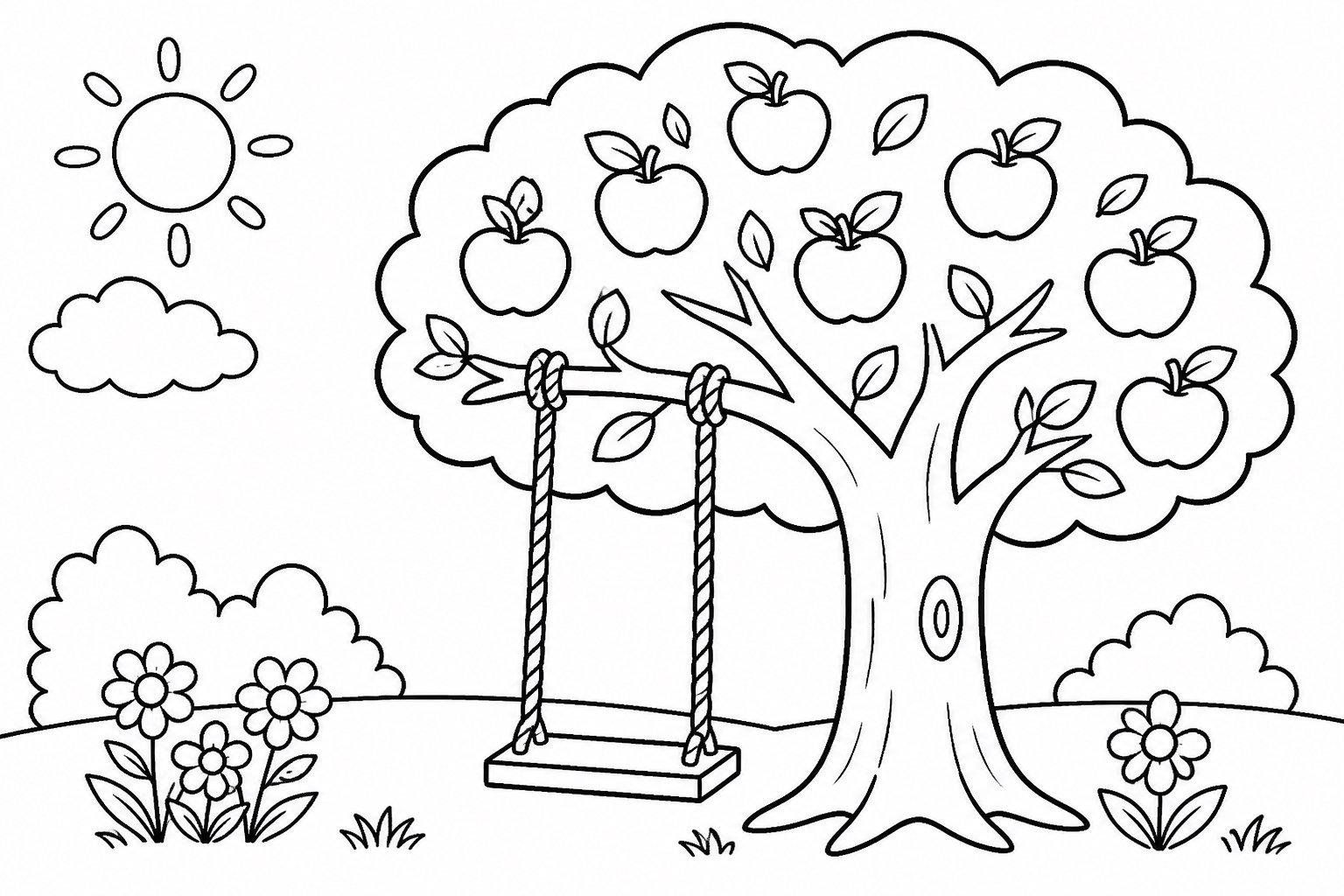 Schaukel unter einem Apfelbaum