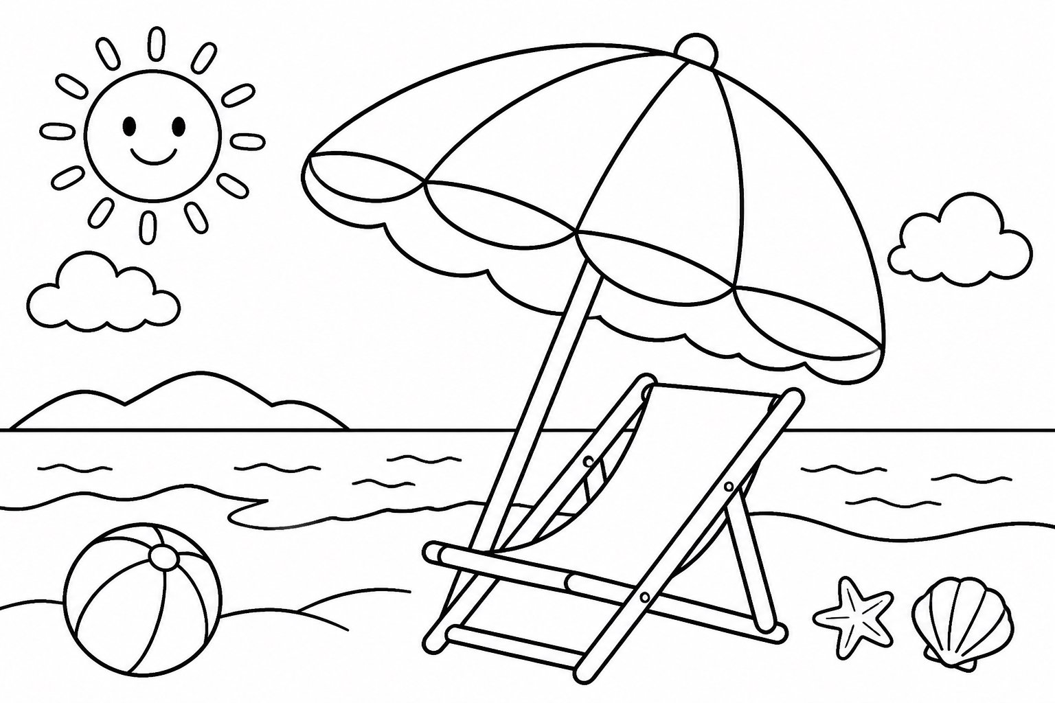 Parasol au bord de la mer en été