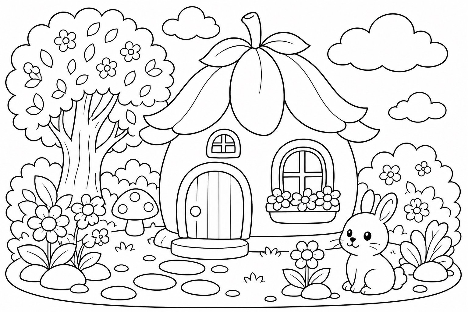 Maisonnette au toit de pétales