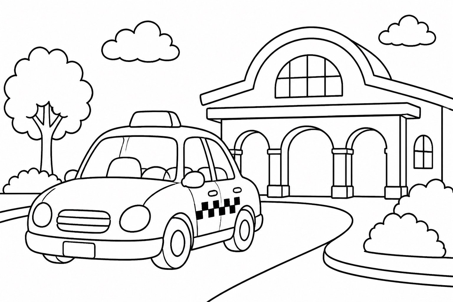 Le taxi arrive à la gare