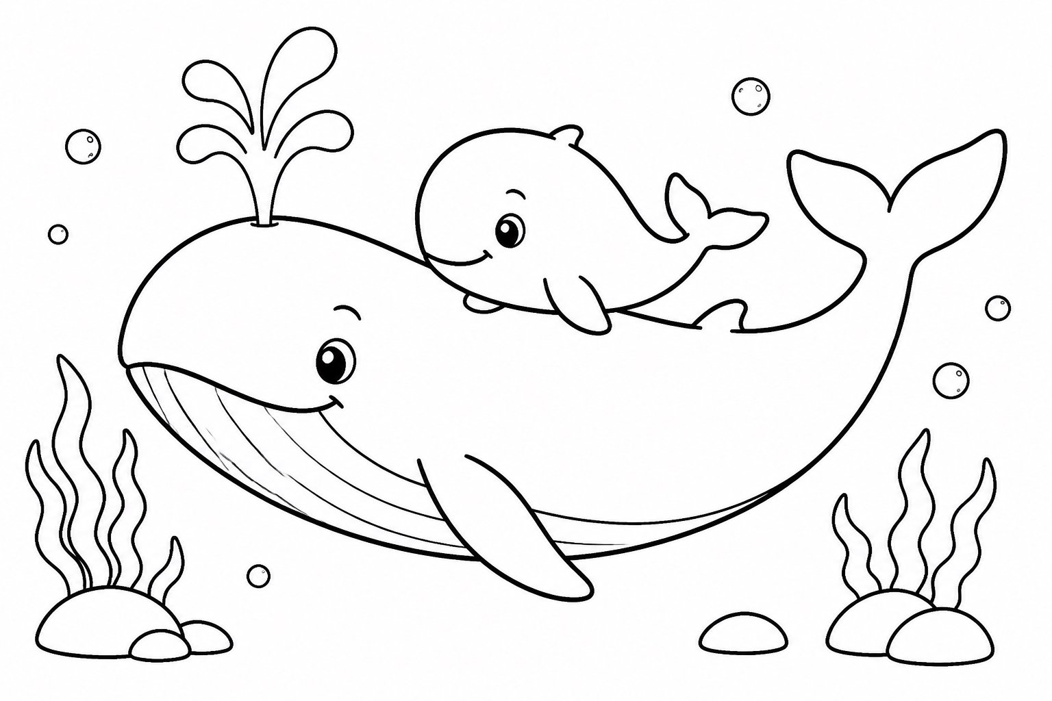Ballena con su ballenato