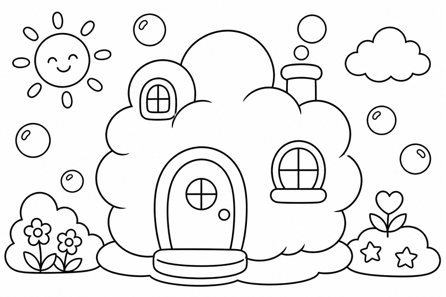 Maison nuageuse de bulles