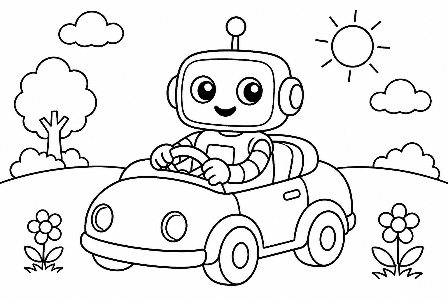 Robot conduisant une petite voiture