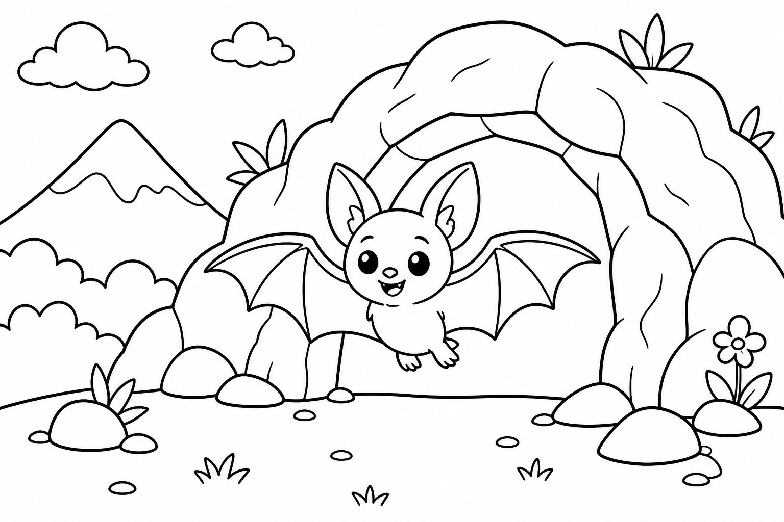 Kleine Fledermaus am Höhleneingang