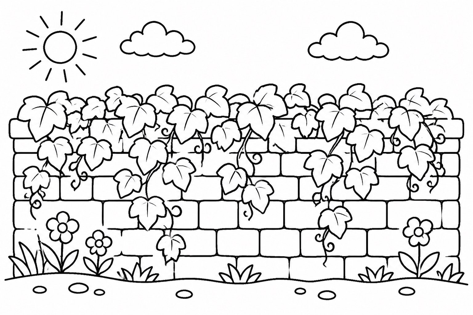 Kleine Mauer mit wildem Wein