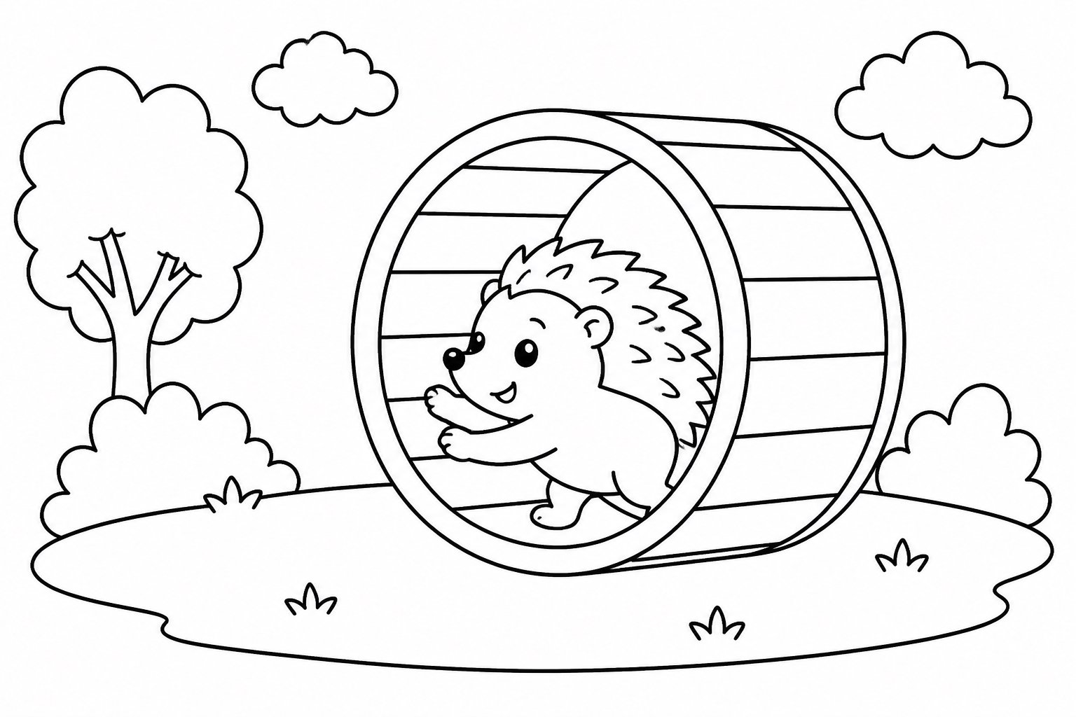 Der Igel spielt mit einer Walze
