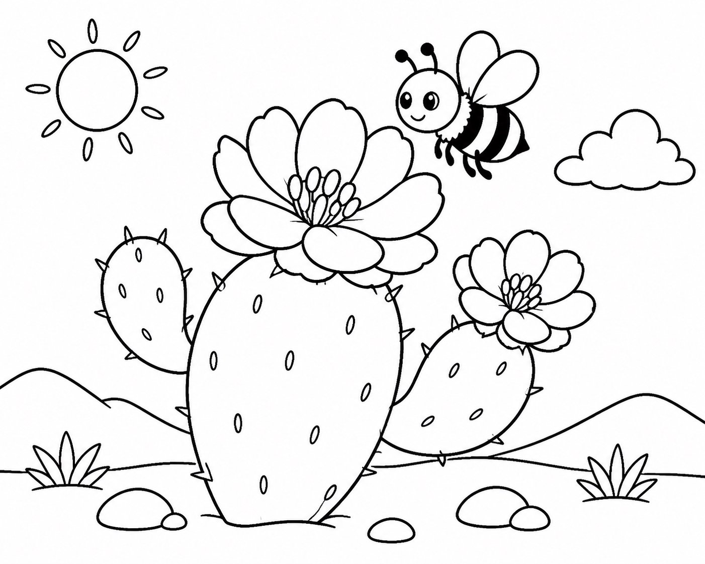 Abeja sobre una flor de cactus