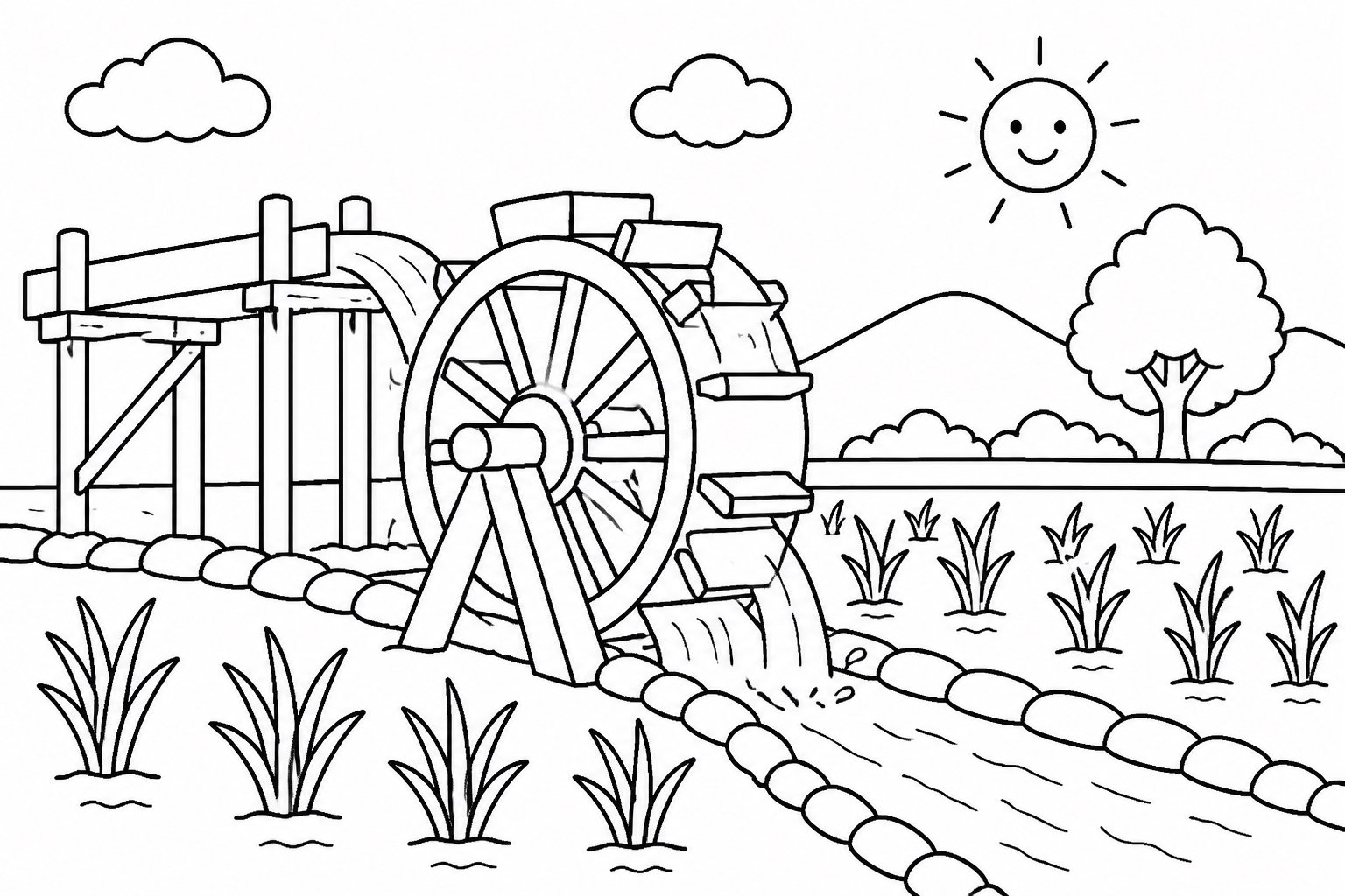 Roue à eau dans le champ
