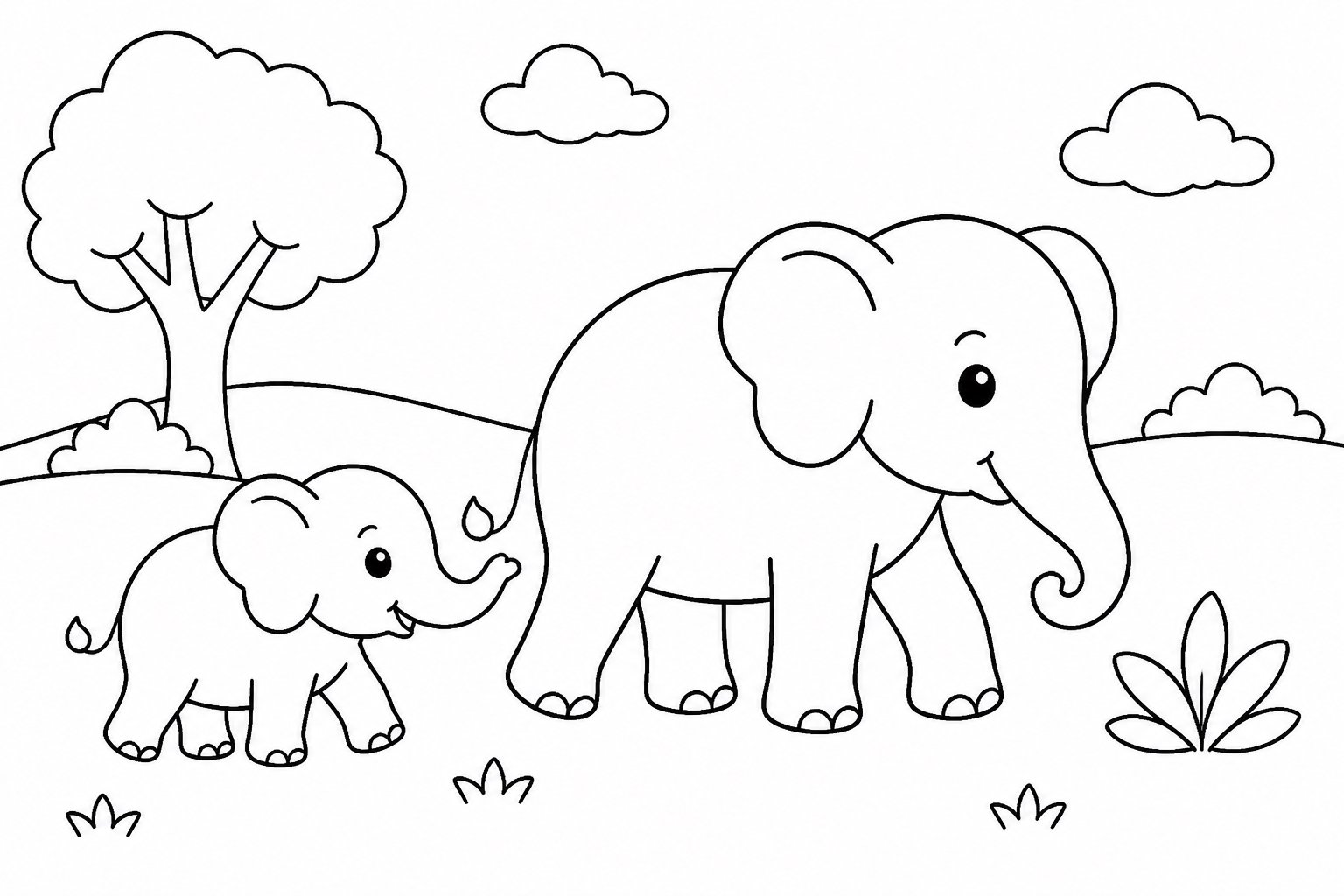 Petit éléphant suivant sa mère