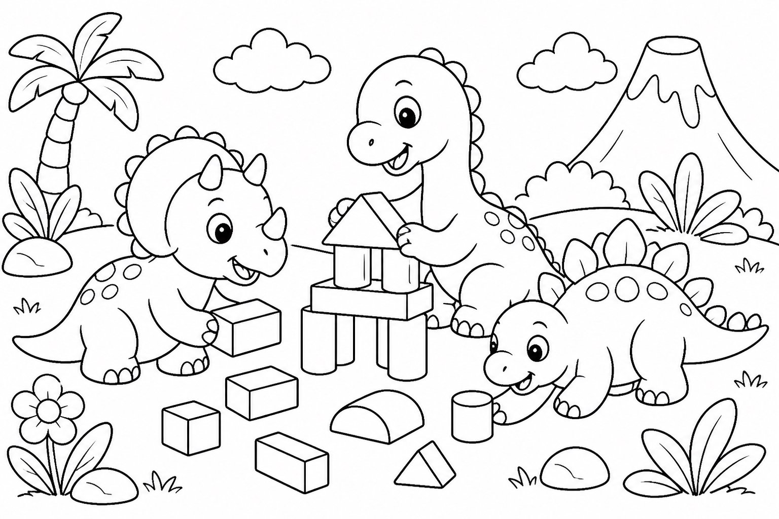 Le bébé dinosaure construit avec des cubes