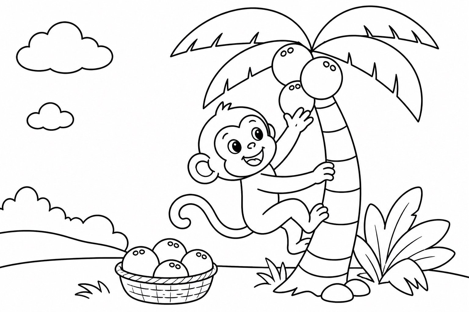 Monito recogiendo cocos