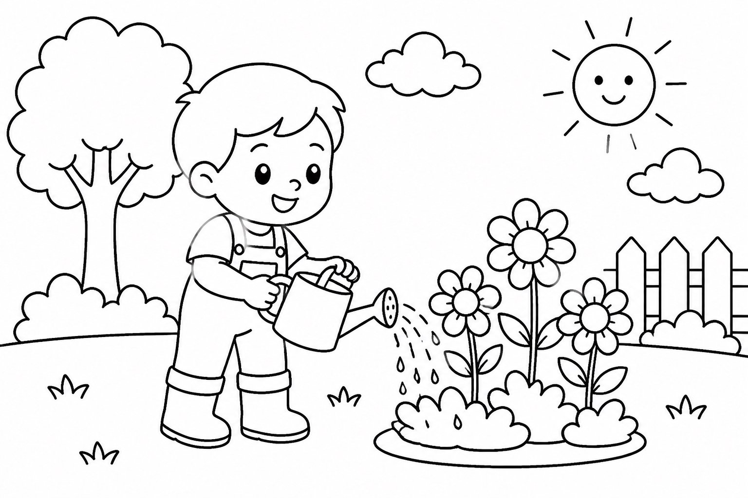 Kinder gießen den Garten