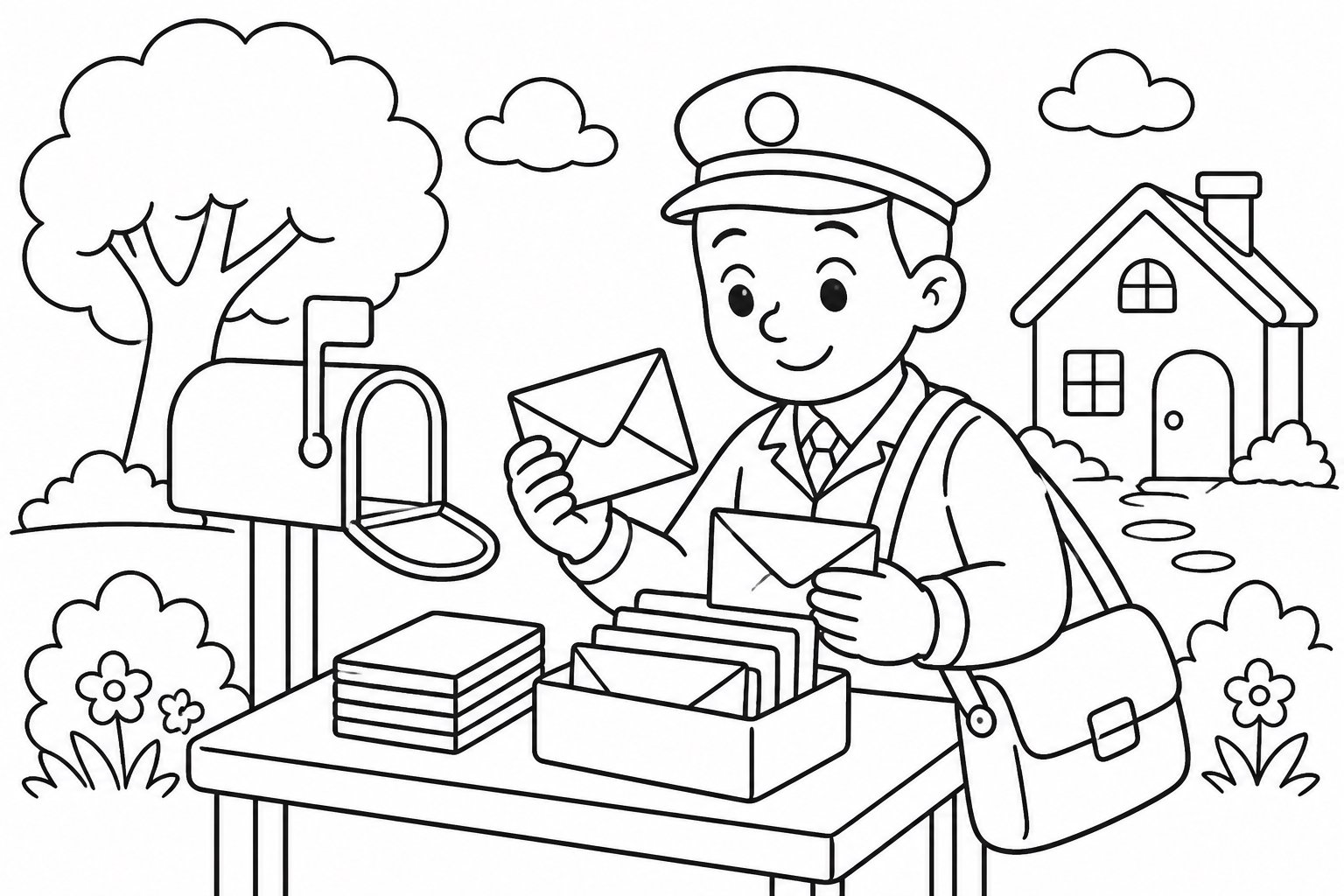 邮递员整理信件