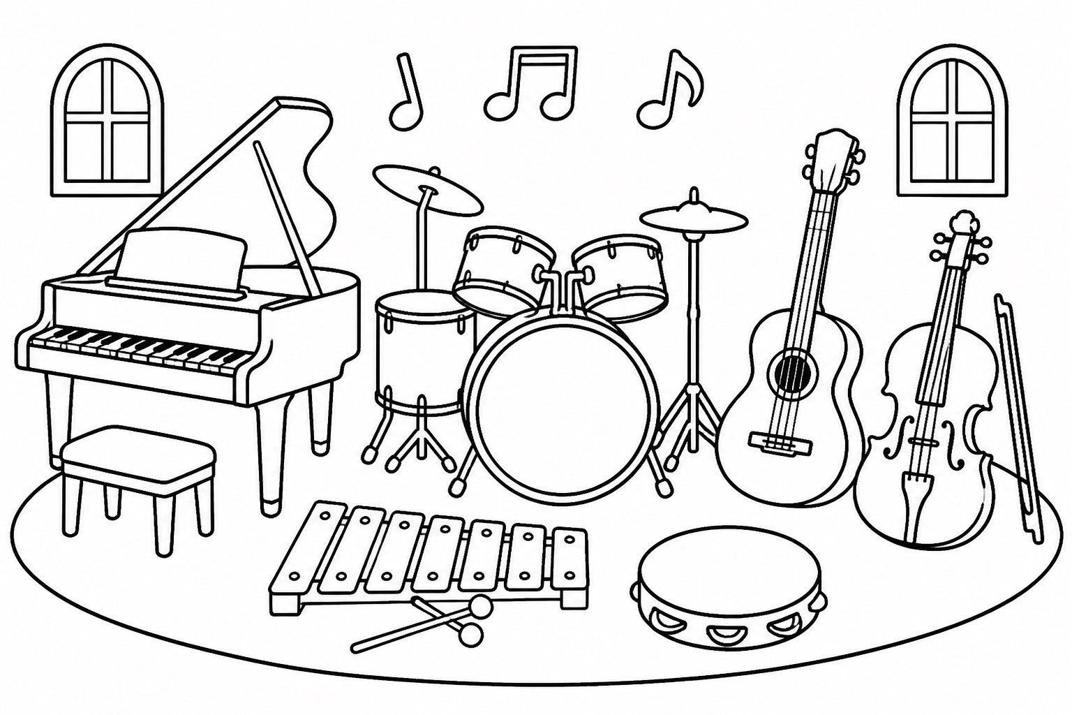 Instruments dans la salle de musique