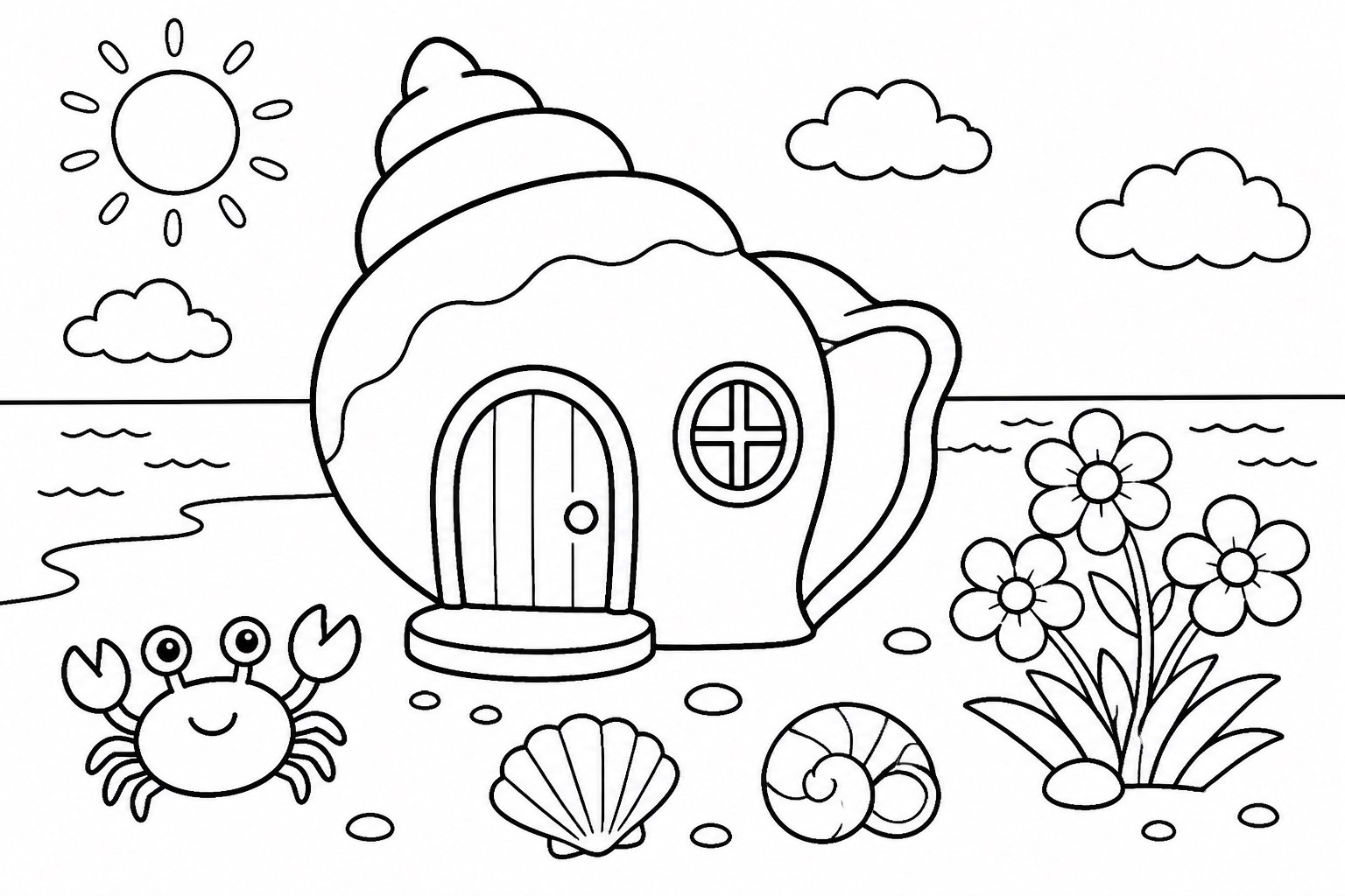 Petite cabane en coquillages au bord de la mer