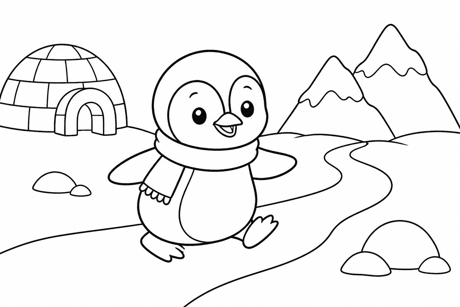 Pinguim pequeno caminhando por uma trilha de gelo e neve