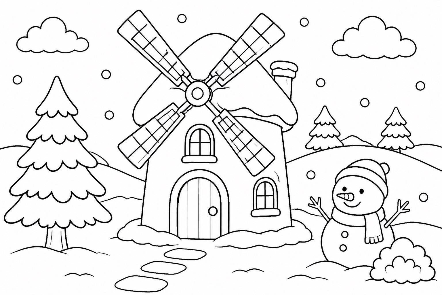 Maisonnette du moulin dans la neige