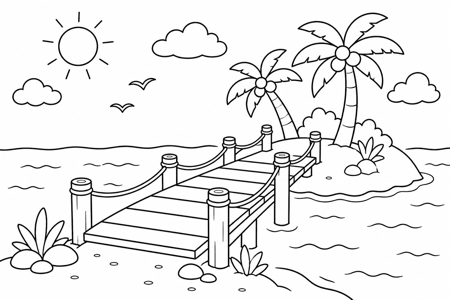 Puente de madera en la isla