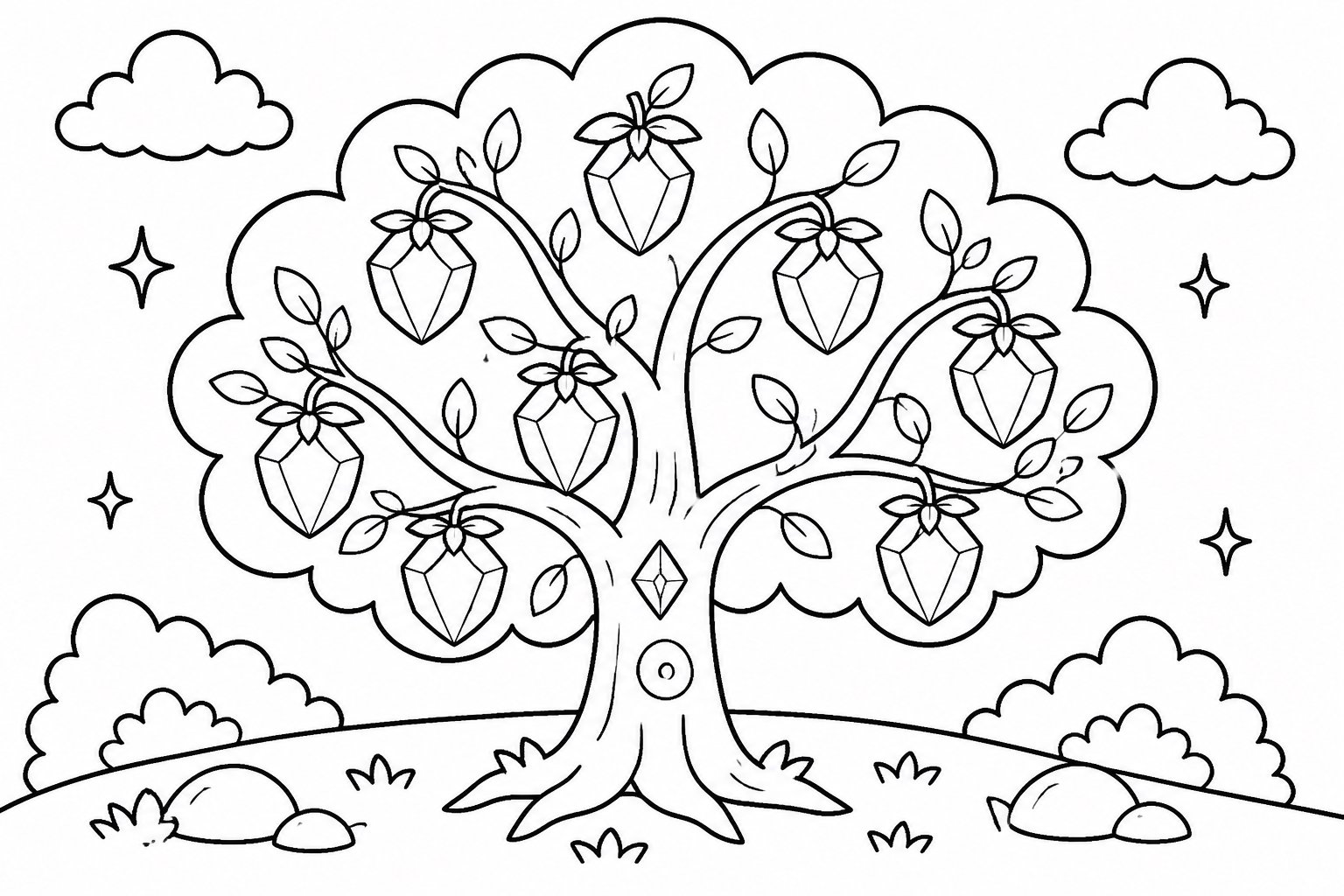 Árbol frutal de piedras preciosas