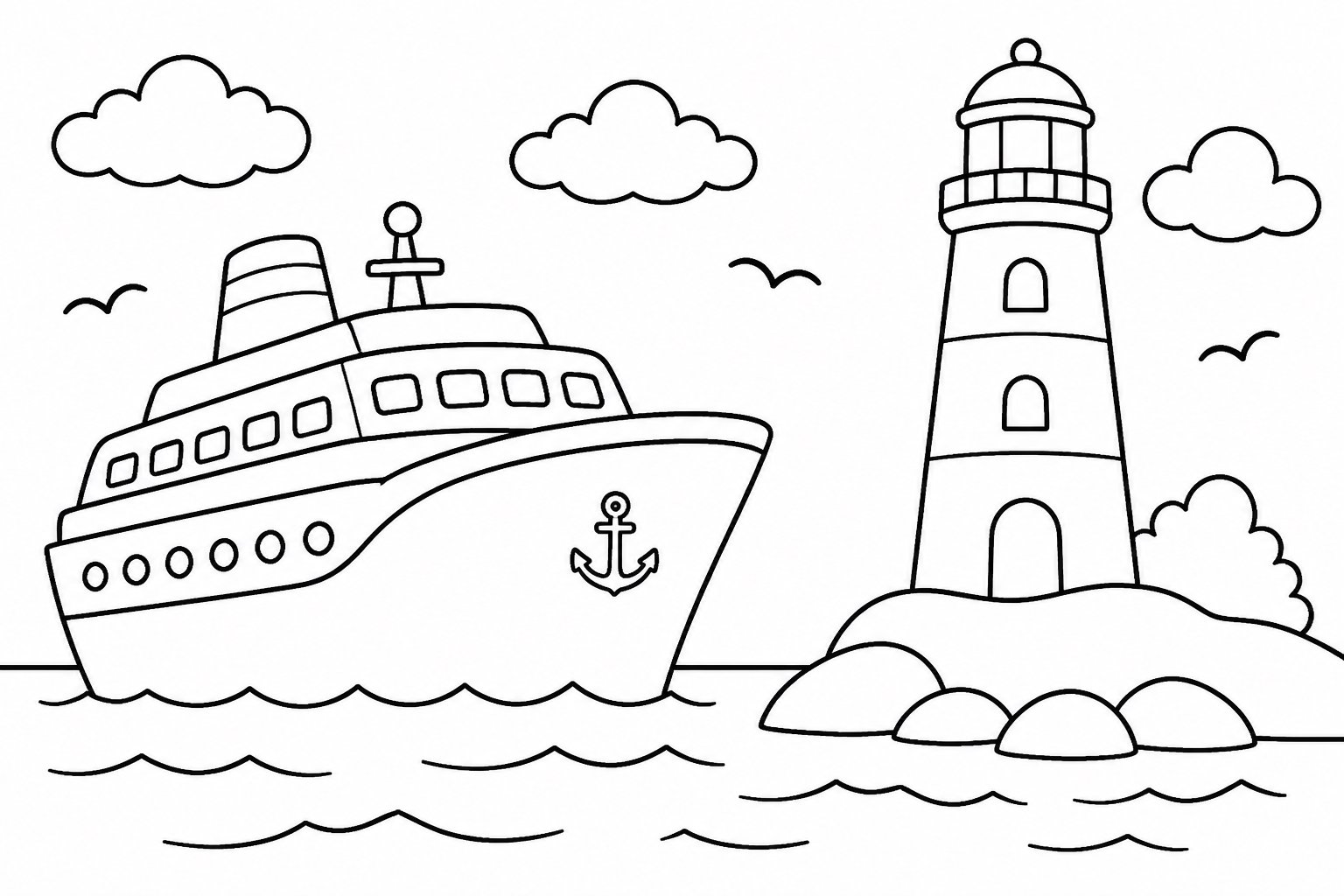 El crucero se acerca al faro