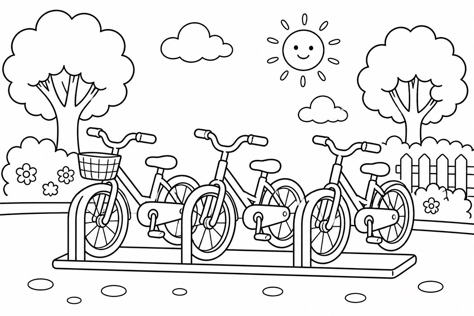 Bicicletas estacionadas em ordem
