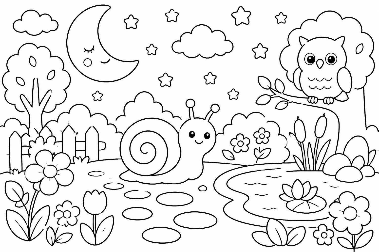 Petit escargot dans le jardin nocturne