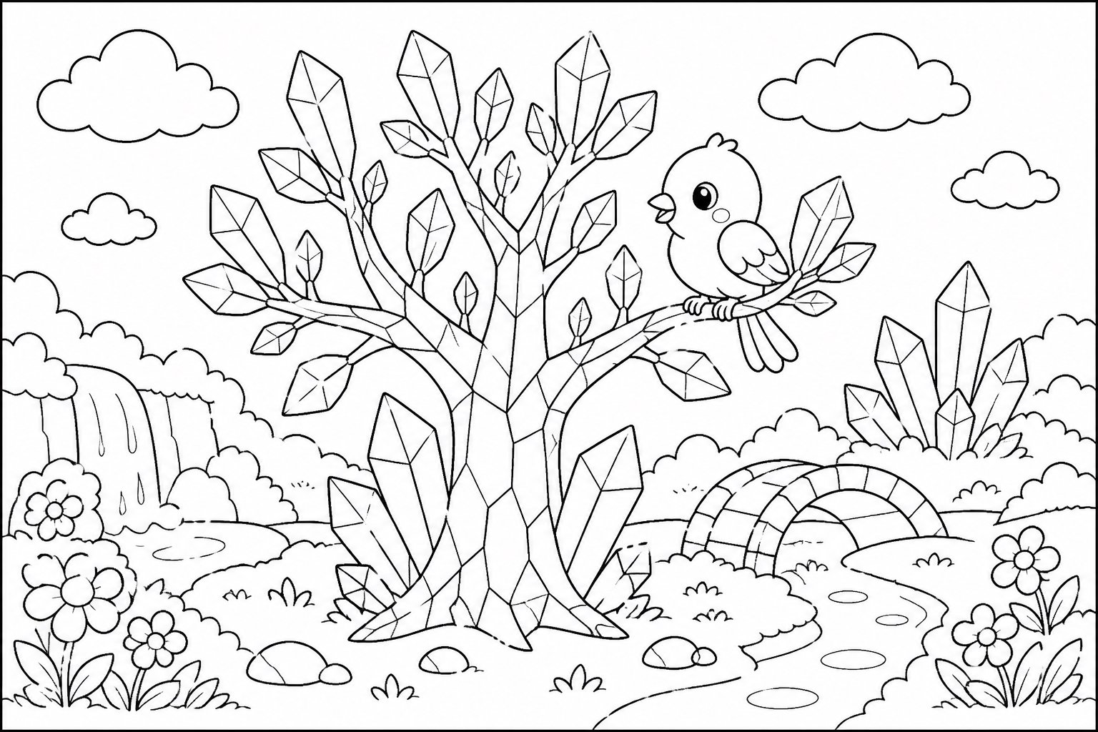 طائر صغير على شجرة كريستالية