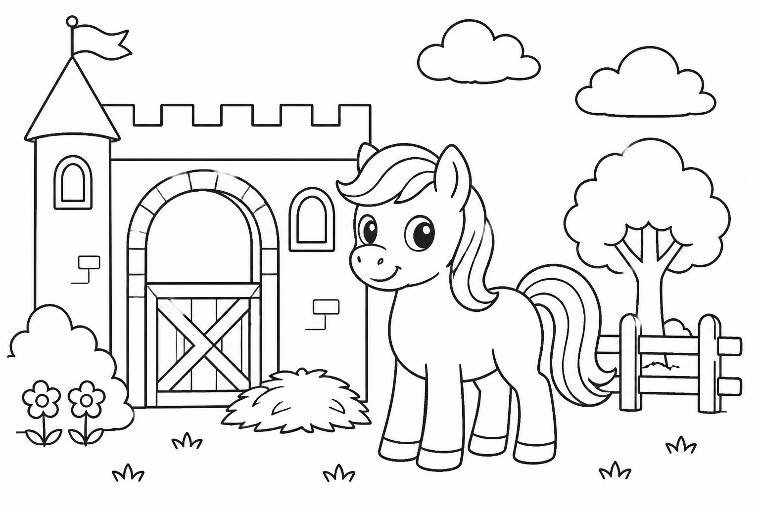 Poni en el establo del castillo