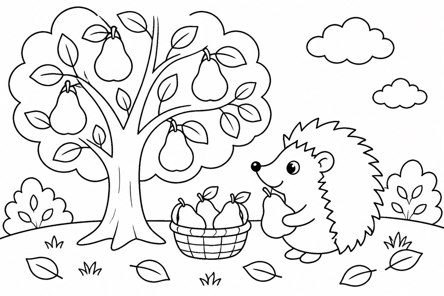 Kleiner Igel neben dem Birnbaum