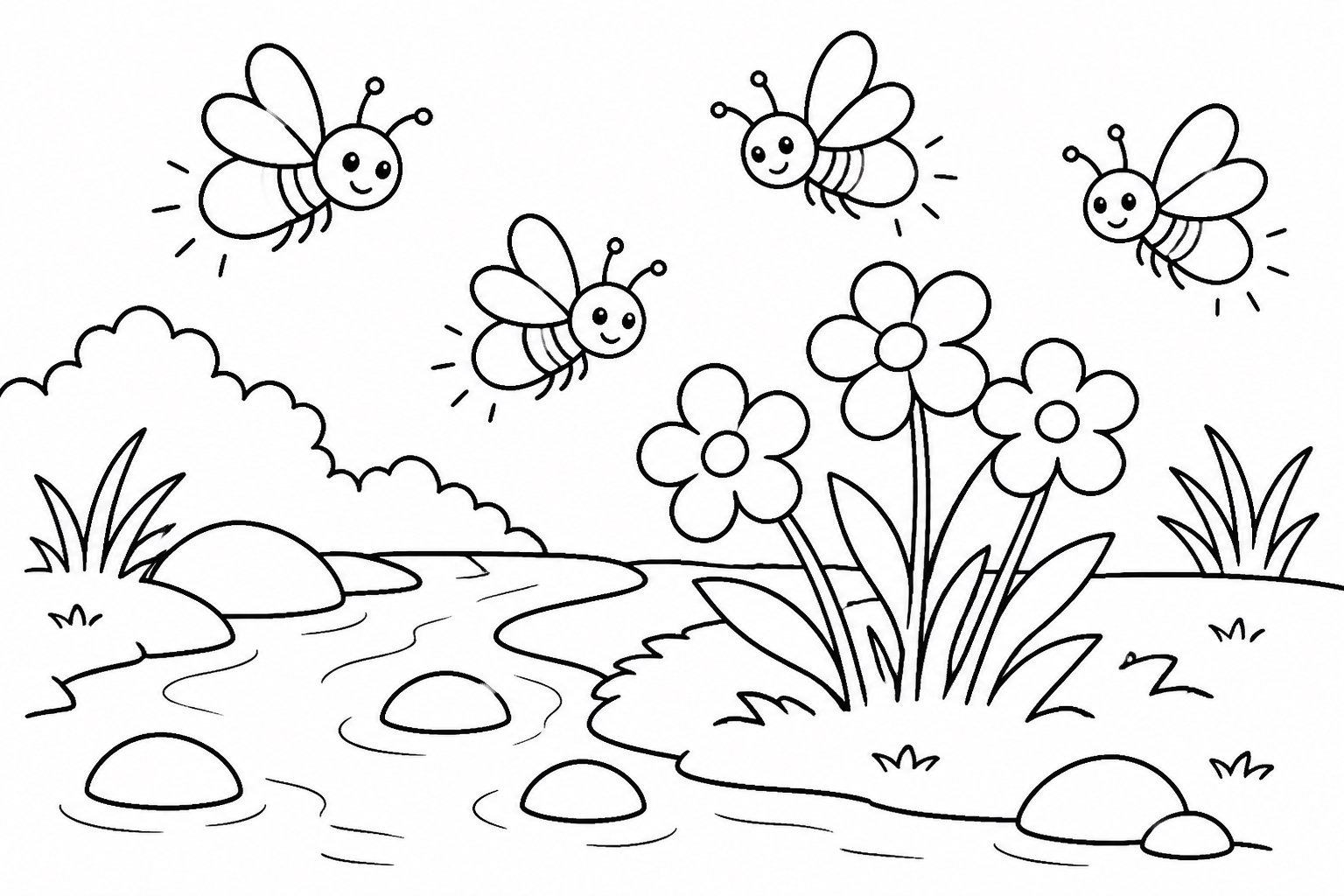 Glühwürmchen um eine kleine Blume am Bach