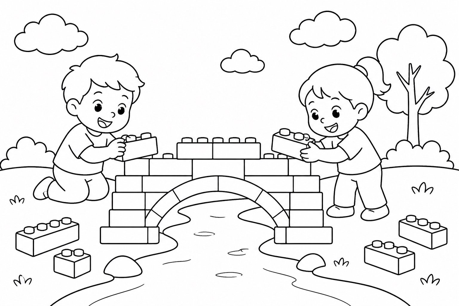 Pont en blocs en construction