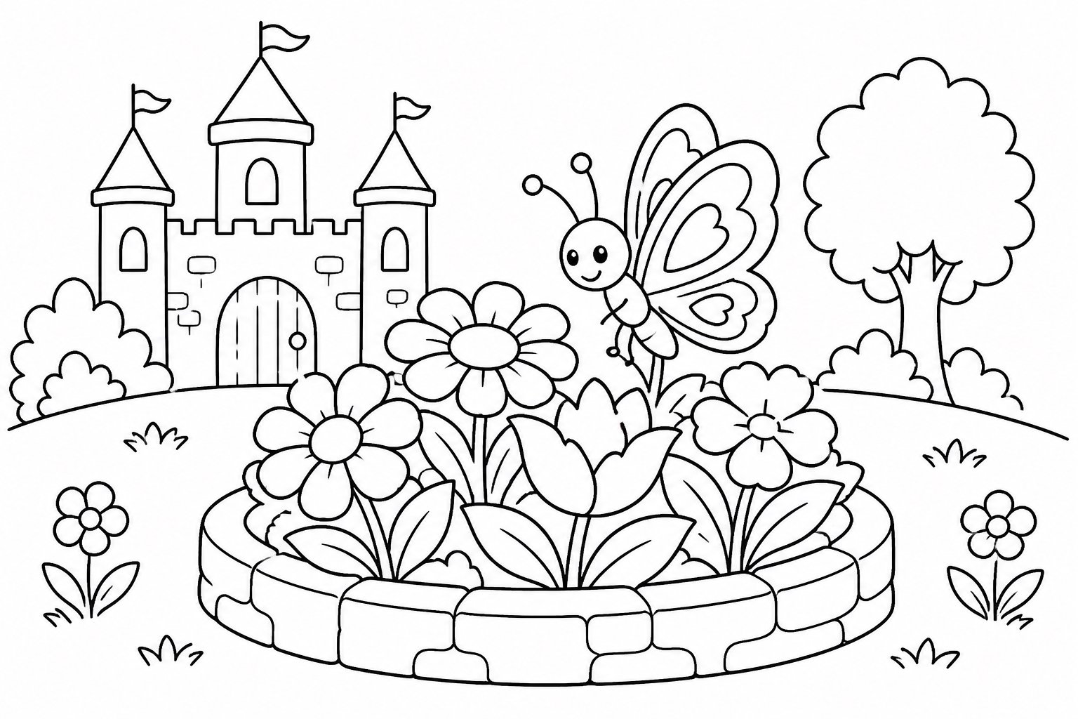 城の花壇の蝶