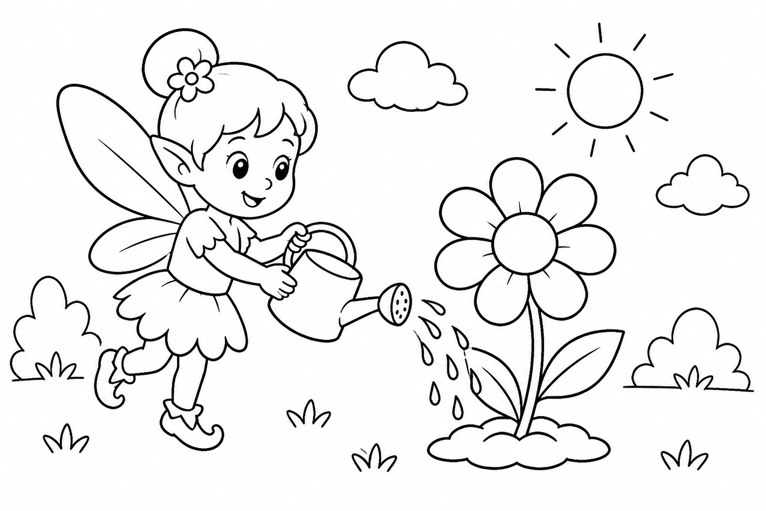 Fadinha regando as flores