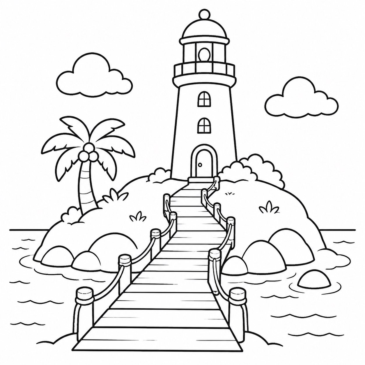 Pont en bois de l’île menant au phare